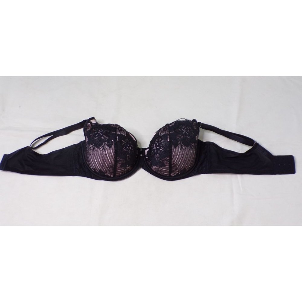 CURVY COUTURE Full Figure Tulip Strappy Lace Push-Up Bra Black 42C #1267 NEW $64 - Picture 5 of 9